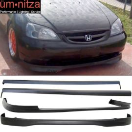 Fit 01-03 Honda Civic TR Style PP Front + Rear Bumper Lip + RS Style Side Skirts