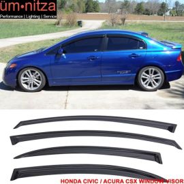 Fits 06-11 Honda Civic Acura CSX Sedan Acrylic Window Visors 4Pc Set