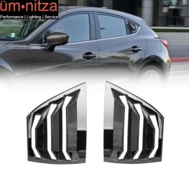 Fits 14-18 Mazda 3 Side Window Louvers Quarter Scoop Cover Vent Gloss Black -ABS