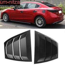 Fits 14-18 Mazda 3 Side Window Louvers Quarter Scoop Cover Vent Matte Black -ABS