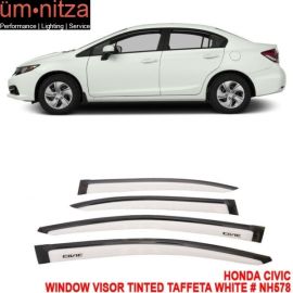 Fits 12-15 Civic Sedan Window Visors 4Pc Set Painted Taffeta White #NH578