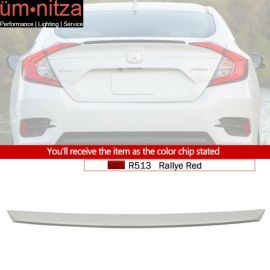 Fits 16-18 Honda Civic X Sedan OE Style Trunk Spoiler Painted #R513 Rallye Red