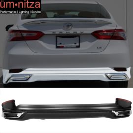 Fits 18-19 Toyota Camry LE MD Style Rear Bumper Lip Diffuser With Chrome Trim