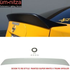 Fits 11-15 Scion TC RS Style Painted # 040 Super White II Trunk Spoiler - ABS