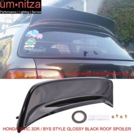 Fits 92-95 Civic EG 3Dr Hatchback BYS Highkick Painted Glossy Black Roof Spoiler