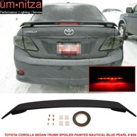 Fits 09-13 Corolla Trunk Spoiler Painted Nautical Blue Pearl # 8S6 LED Light