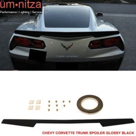 Fits 14-18 Chevy Corvette C7 Trunk Spoiler Painted Glossy Black - ABS