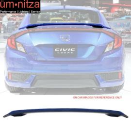 Fits 16-18 Civic X 10th Coupe Trunk Spoiler Painted B593M Aegean Blue Metallic