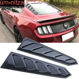 Fits 15-23 Ford Mustang Coupe ABS 2PCS Rear Window Louver Cover Sun Shade Vent
