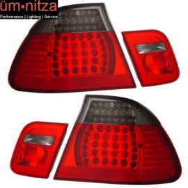 Fits 99-01 Fit BMW 3 Series E46 4Dr LED Tail Lights Red Sm 4PCS