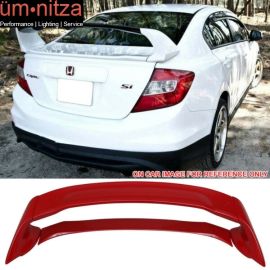 Fits 12-15 Honda Civic 9th 4DR Mugen Style Rear Trunk Spoiler Wing Lip R513 Red