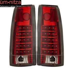 Fits 88-98 Chevy Full Size LED Tail Lights Red Crystal Lamps