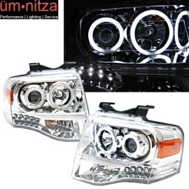 Fits 07-09 Ford Expedition CCFL Halo Projector Headlight Lamp Chrome Clear Amber