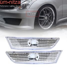 Fits 03-07 Infiniti G35 2DR Coupe Clear Lens Side Marker Bumper Lights Lamp Pair