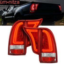 Fits 05-15 Toyota Tacoma LED Replacement Tail Lights Red Lens Chrome Housing 4PC