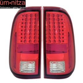 Fits 08-10 F250 350 450 Super Duty LED Tail Lights Red Clear