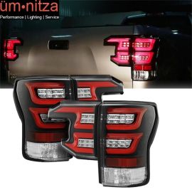 Fits 07-13 Toyota Tundra Sequential LED Tail Lights Clear Lens Black Housing