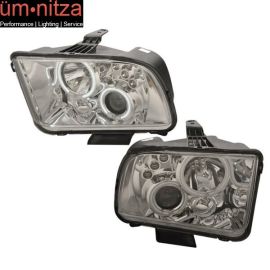 Fits 05-09 Mustang LED CCFL Halo Projector Headlights Lamps Chrome Housing LH RH