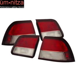 Fits 97-99 Nissan Maxima 4 PCS Tail Lights Red Clear
