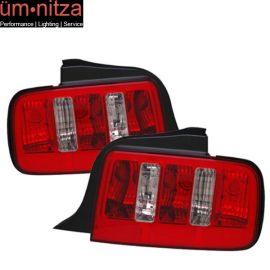 Fits 05-09 Ford Mustang 2-Door Tail Lights Red Clear (10 Style)