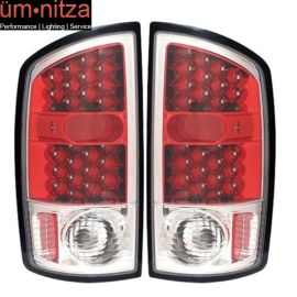 Fits 02-06 Dodge Ram LED Tail Lights Lamps Red Housing Clear Lens 2Pc Set