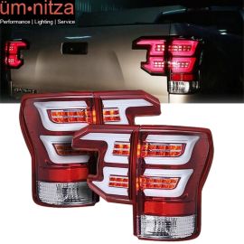 Fits 07-13 Toyota Tundra Sequential LED Tail Lights Clear Lens Red Housing
