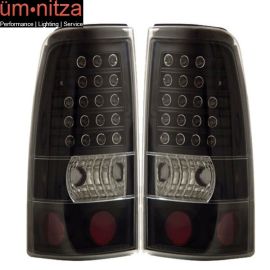 Fits 03-06 Chevy Silverado LED Tail Lights Black Lamps