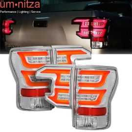 Fits 07-13 Toyota Tundra Sequential LED Tail Lights Clear Lens Chrome Housing
