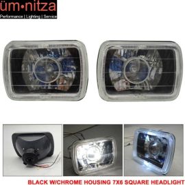 Universal 7x6 Square Projector White Halo Front Headlight Driving Lamp H4 Bulb