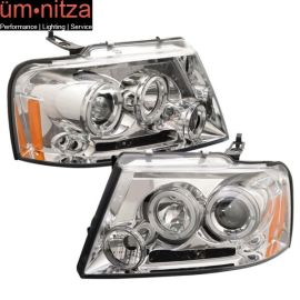 Fits 04-07 Ford F150 Halo LED Projector Headlights Chrome