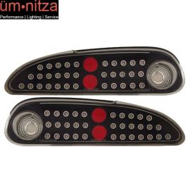 Fits 93-02 Chevy Camaro LED Tail Lights Black Lamps Pairs