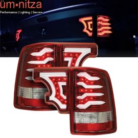 Fits 09-16 Dodge Ram 1500 2500 3500 LED Tail Lights Clear Lens Red Housing LH RH