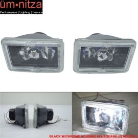 4X6 Square H4 Headlight Lamp With Halo Halogen Bulb Clear Lens