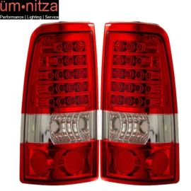 Fits 03-06 Chevy Silverado LED Tail Lights Lamps Red Clear 2Pc Set