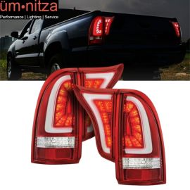 Fits 05-15 Toyota Tacoma LED Replacement Tail Lights Clear Lens Red Housing 4PC