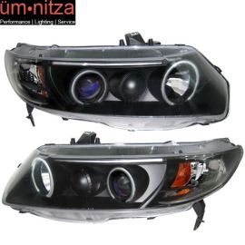 Fits 06-07 Honda Civic 2Dr Dual CCFL Halo Projector Headlights Black