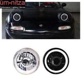 7 Inch Round Chrome With White CCFL Halo Headlight Conversion