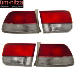 Fits 96-00 Civic 2Dr Tail Lights 4 Pieces Red Clear