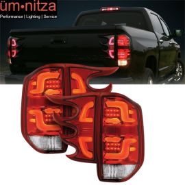 Fits 14-16 Toyota Tundra Replacement LED Tail lights Red Lens Chrome Housing 4PC