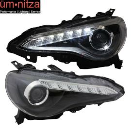 Fits 12-15 Scion FRS Projector Headlight DRL FT86 Eighty SIX (Black Clear)