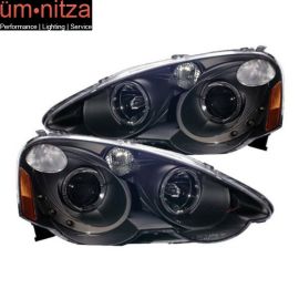 Fits 02-04 Acura RSX Projector Headlights Halo Black Clear & Led