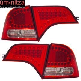 Fits 06-08 Civic 4Dr 4 PCS LED Tail Lights Red Clear