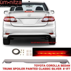 Fits 09-13 Toyota Corolla 4D Trunk Spoiler Painted Classic Silver #1F7 LED Light