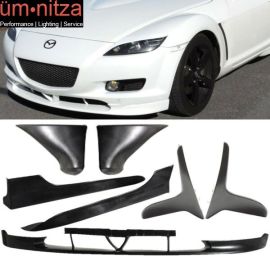 PU OE Front + Rear Bumper Lip Spoiler + Side Skirt + Mud Flap For Mazda RX8