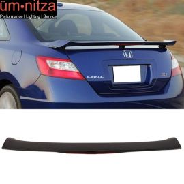 Fits 06-11 Honda Civic 2Dr Trunk Spoiler With 3rd Brake LED Light Unpainted ABS