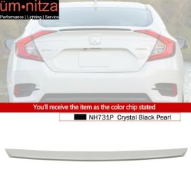 Fits 16-18 Civic X Sedan OE Trunk Spoiler Painted #NH731P Crystal Black Pearl