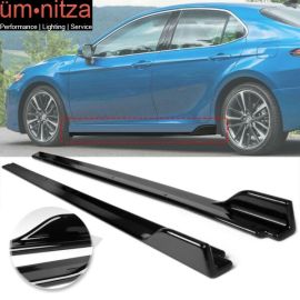 Fits 18-19 Toyota Camry V3 Style Side Skirts Extensions Gloss Black Pair - PP