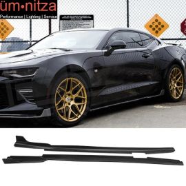 Fits 16-23 Chevy Camaro Ikon Style Side Skirts Extension Unpainted Black PP