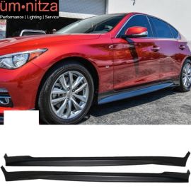 Fits 14-19 Infiniti Q50 Side Skirts Pair Left Right Unpainted - ABS