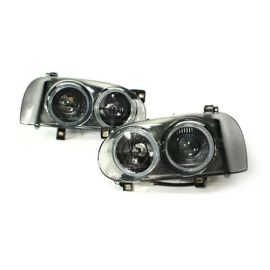 VW MK3 Golf/GTI Dual Round Projector Euro Headlights w/ Smoke Frame Hella Style